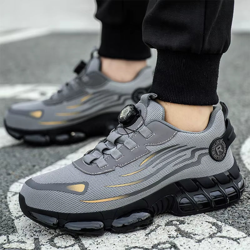 Men'S Safety Shoes Protection and Elastic Safety Boots Fashionable Casual Shoes Breathable Odor Protection Men'S Work Shoes