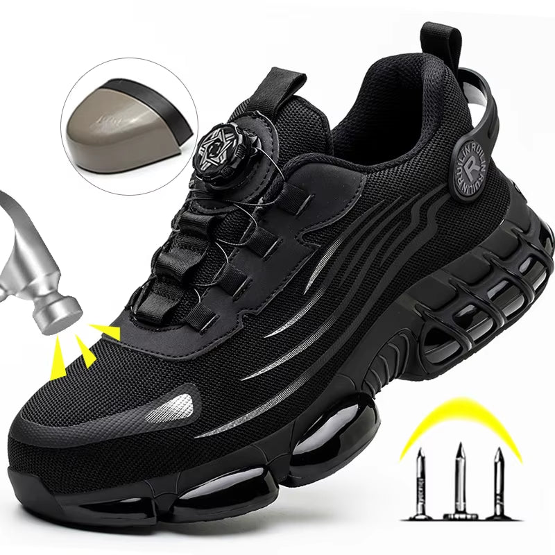 Men'S Safety Shoes Protection and Elastic Safety Boots Fashionable Casual Shoes Breathable Odor Protection Men'S Work Shoes