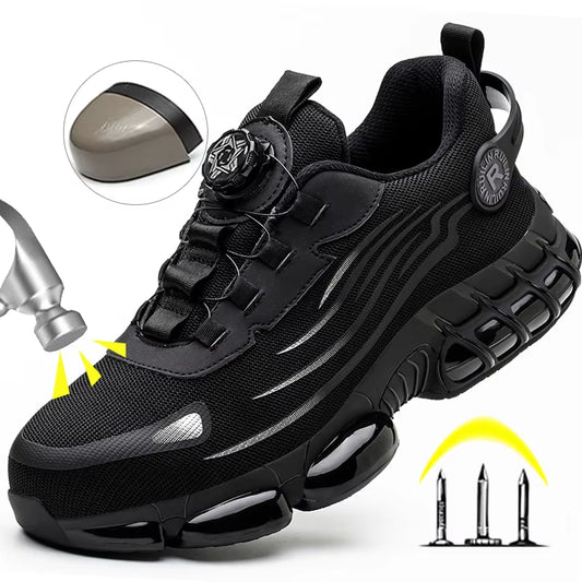 Men'S Safety Shoes Protection and Elastic Safety Boots Fashionable Casual Shoes Breathable Odor Protection Men'S Work Shoes