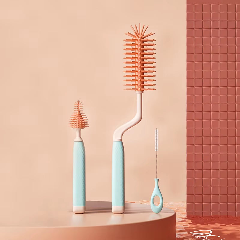 Electric Baby Bottle Brush Rotating Silicone Brush Head with Long Handle Waterproof USB Rechargeable Bottle Cleaner for Nipple