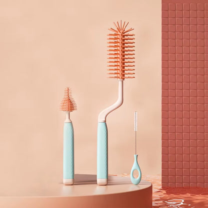 Electric Baby Bottle Brush Rotating Silicone Brush Head with Long Handle Waterproof USB Rechargeable Bottle Cleaner for Nipple