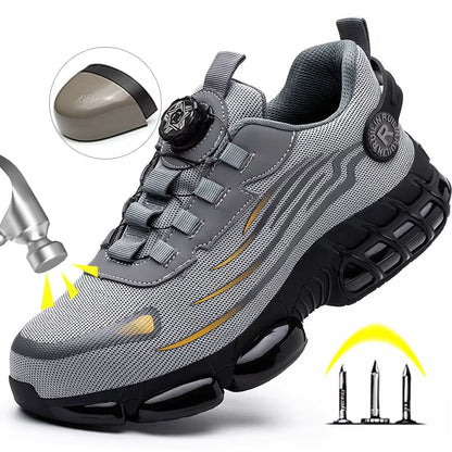 Men'S Safety Shoes Protection and Elastic Safety Boots Fashionable Casual Shoes Breathable Odor Protection Men'S Work Shoes