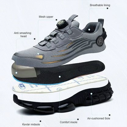 Men'S Safety Shoes Protection and Elastic Safety Boots Fashionable Casual Shoes Breathable Odor Protection Men'S Work Shoes